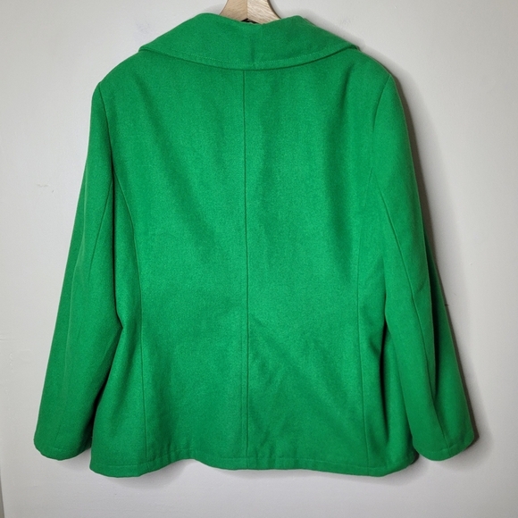 New York & Company Wool Blend Coat XL Green Double Breasted Winter Peacoat - Picture 5 of 7